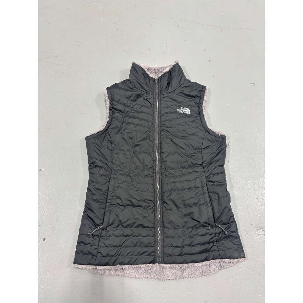 The North Face Mossbud Insulated Vest Black Grey Quilted Fleece Womens Gorpcore
